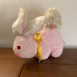 Vintage 70s Eden Toy Pink Bunny Rabbit Plush Stuffed Animal